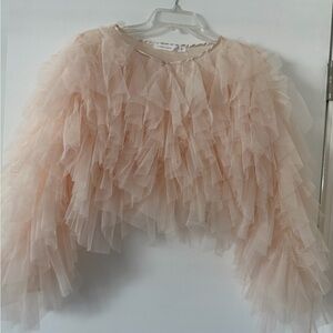 Altar'd State Pale Blush Tulle Bolero With Satin Trim